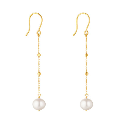 Pearl &amp; Ball Chain Drop Earrings