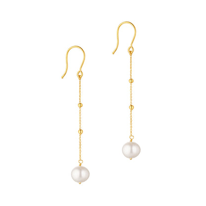 Pearl &amp; Ball Chain Drop Earrings