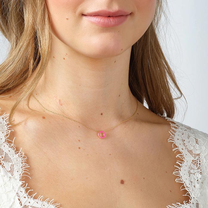 Rocks Neon Pink Circle pendant