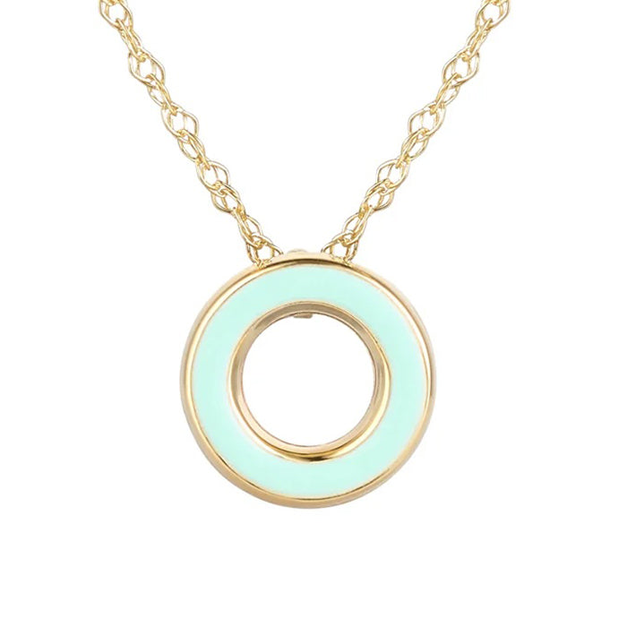 Blue Enamel Circle Pendant