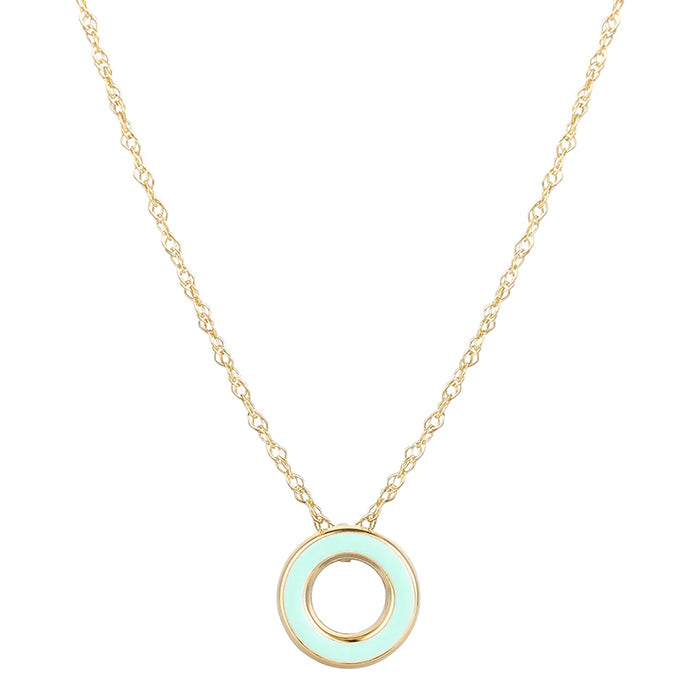 Blue Enamel Circle Pendant