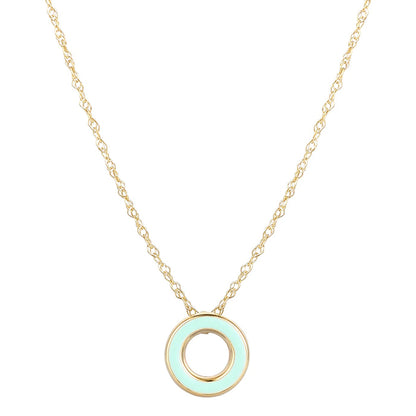 Blue Enamel Circle Pendant