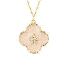Load image into Gallery viewer, White Stone &amp; Pearl Enamel Flower Pendant
