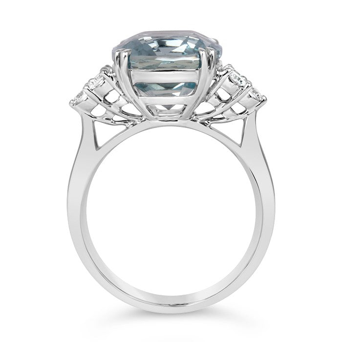 Cushion Aquamarine &amp; Diamond Ring