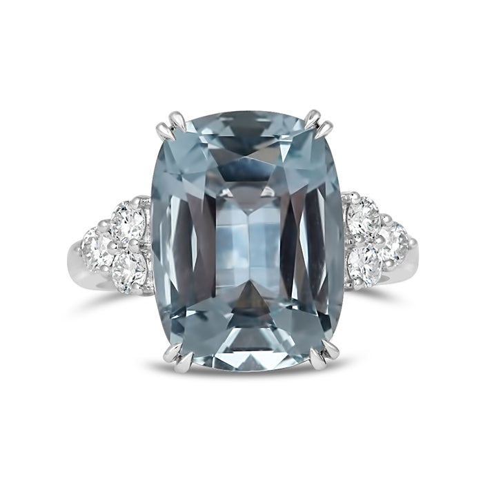 Cushion Aquamarine &amp; Diamond Ring