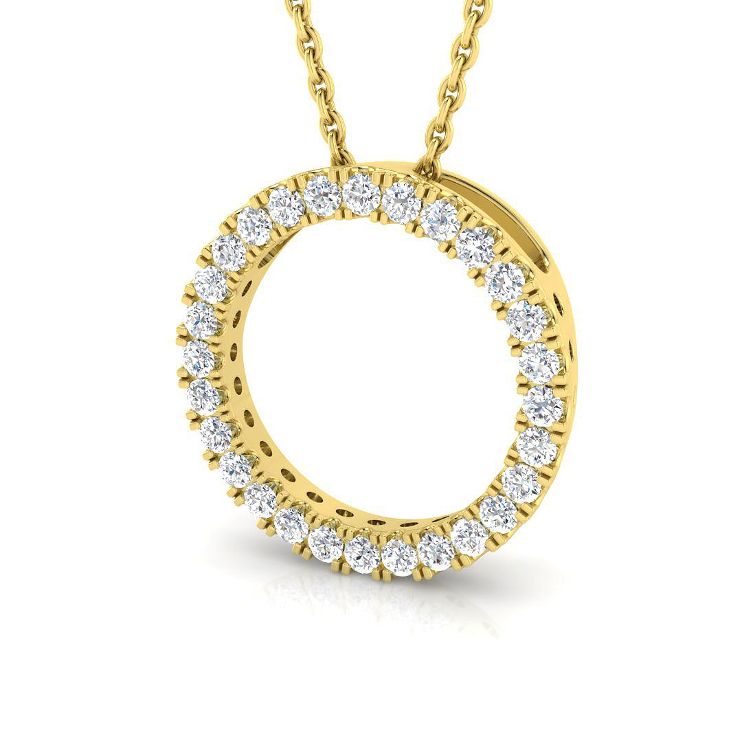 Rocks Diamond Set Circle Pendant - 0.25ct