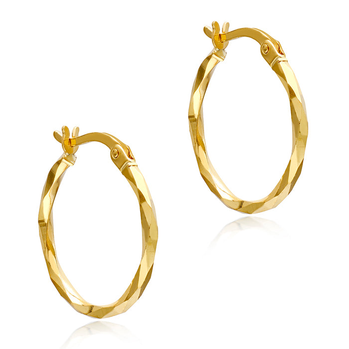 Diamond Cut Hoop Earrings - 20mm