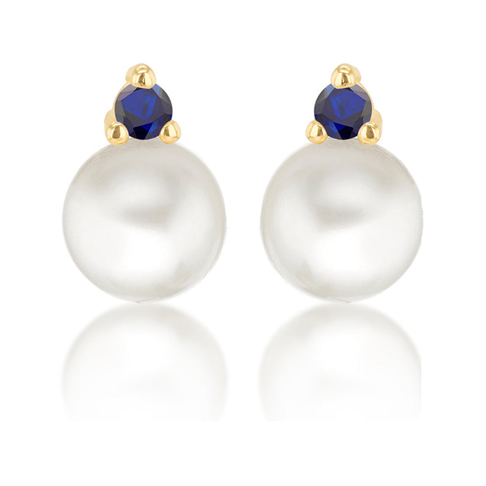 Pearl &amp; Blue stone Drop Earrings