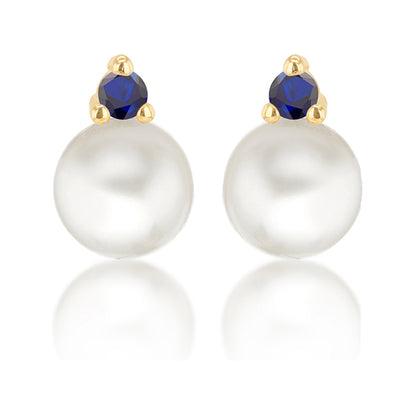 Pearl &amp; Blue stone Drop Earrings