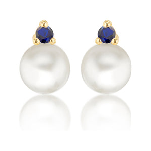 Pearl & Blue stone Drop Earrings