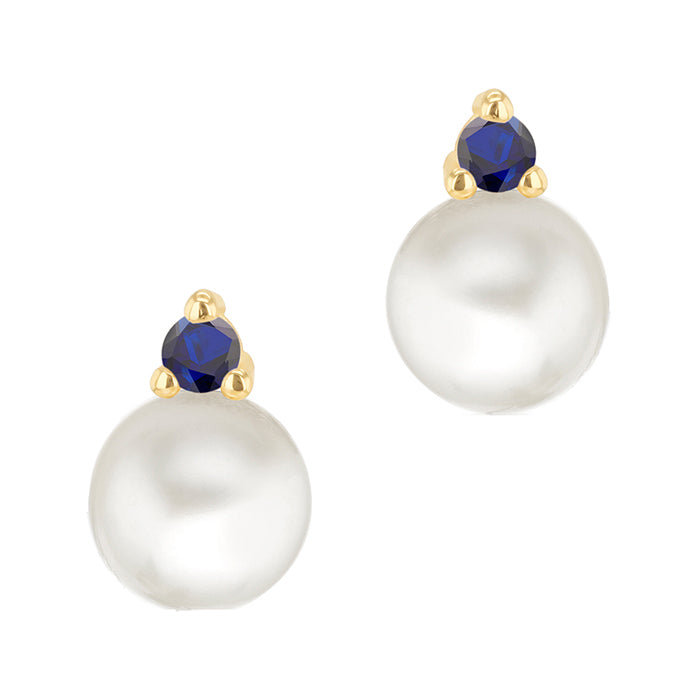 Pearl &amp; Blue stone Drop Earrings