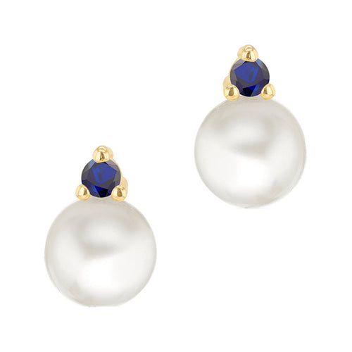 Pearl & Blue stone Drop Earrings