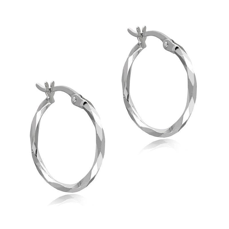 Diamond Cut Hinged Creole Hoop Earrings