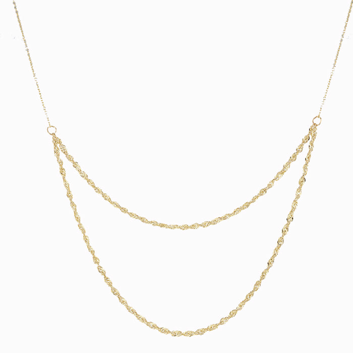 Double Rope &amp; Trace Chain Necklace