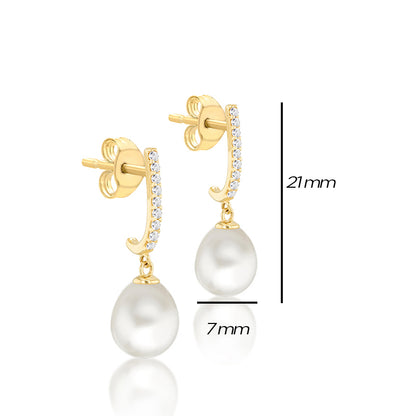 Rocks White Stone &amp; Pearl Drop Earrings