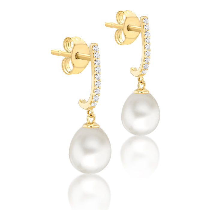 Rocks White Stone &amp; Pearl Drop Earrings