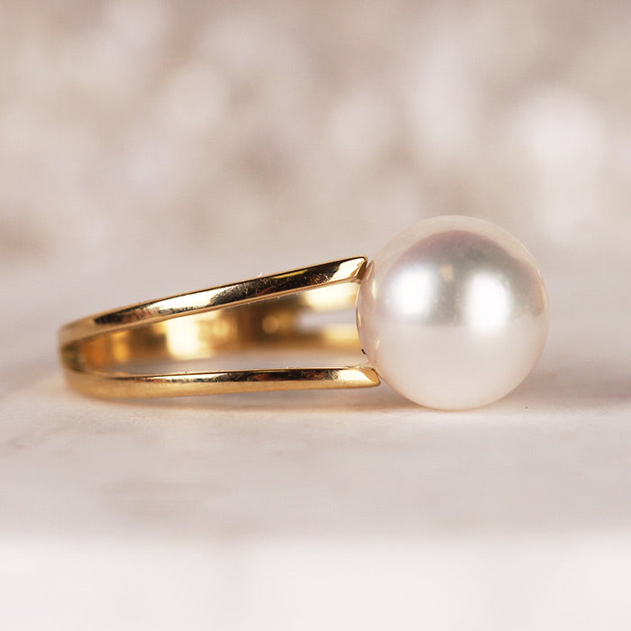 Pearl &amp; Split Band Ring