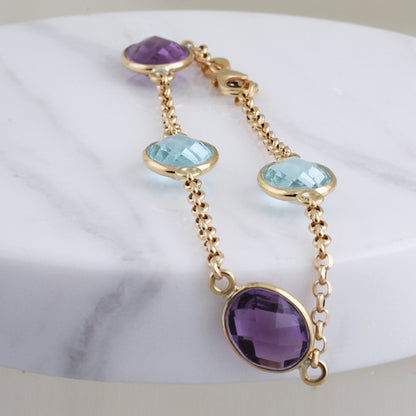 Blue Topaz &amp; Amethyst Bracelet