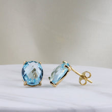 Load image into Gallery viewer, Rocks Oval Blue Topaz Stue Earrings