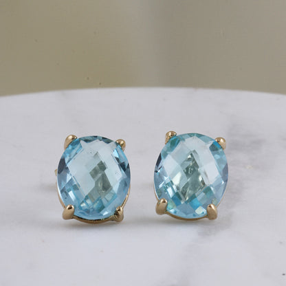 Oval Blue Topaz Stue Earrings