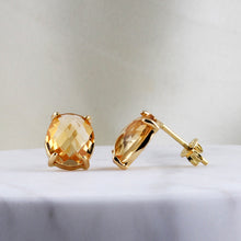 Load image into Gallery viewer, Oval Yellow Topaz Stud Earrings