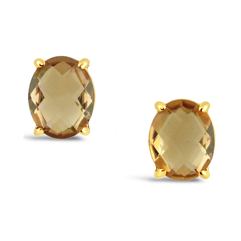 Oval Yellow Topaz Stud Earrings