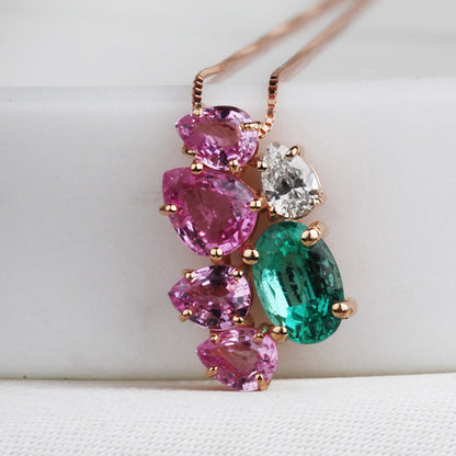 Rocks Diamond &amp; Gemstone Floral Necklace