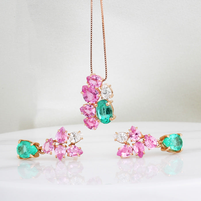 Rocks Diamond &amp; Gemstone Floral Necklace