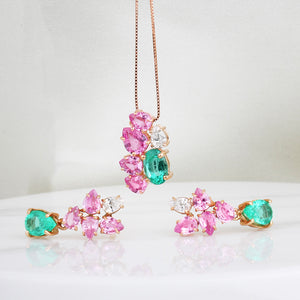 Rocks Diamond & Gemstone Floral Necklace