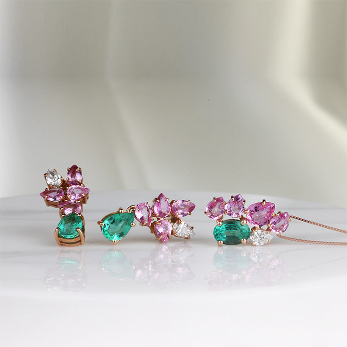 Diamond &amp; Gemstone Floral Earrings