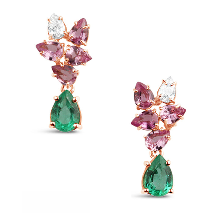 Diamond &amp; Gemstone Floral Earrings