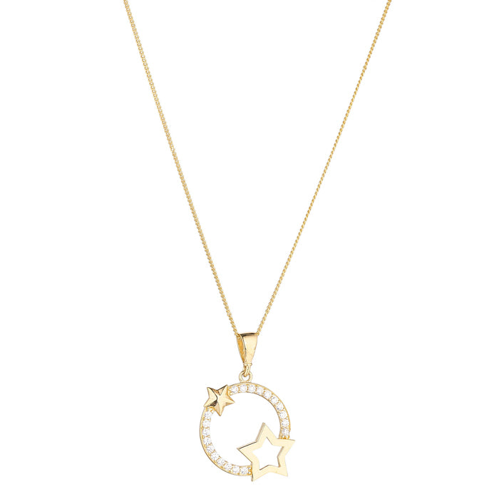 Double Star &amp; White Stone Circle Necklace