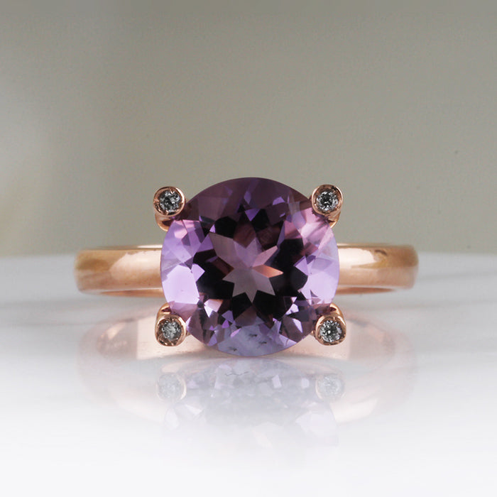 Oval Amethyst &amp; Diamond Ring