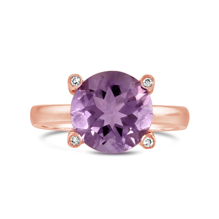 Oval Amethyst &amp; Diamond Ring