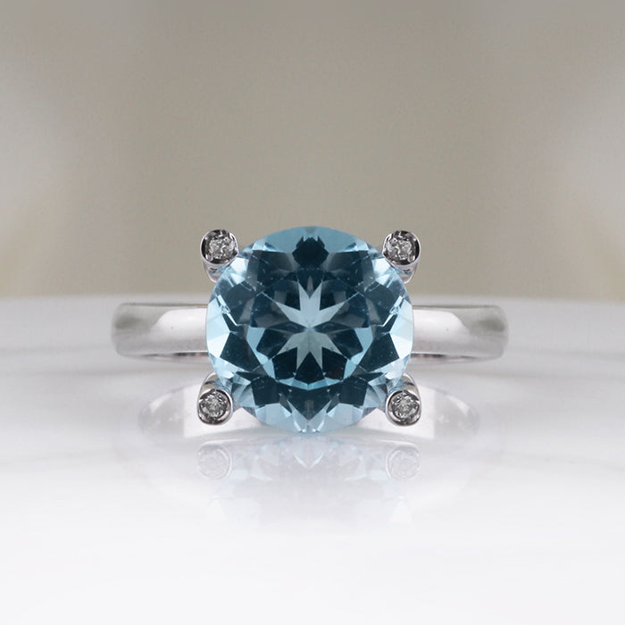 Blue Topaz &amp; Diamond Ring