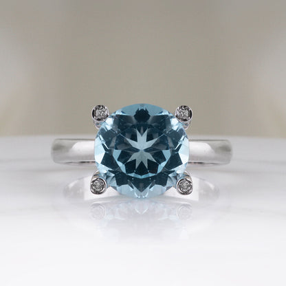 Blue Topaz &amp; Diamond Ring