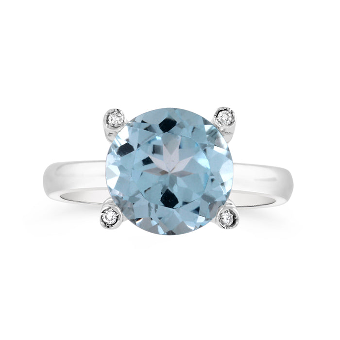 Blue Topaz &amp; Diamond Ring