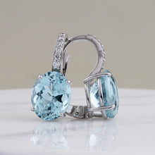 Load image into Gallery viewer, Rocks Oval Aquamarine &amp; Diamond Hoop Earrings