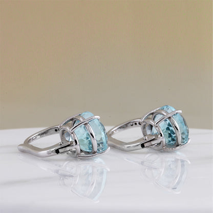 Rocks Oval Aquamarine &amp; Diamond Hoop Earrings