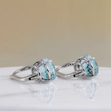 Load image into Gallery viewer, Rocks Oval Aquamarine &amp; Diamond Hoop Earrings