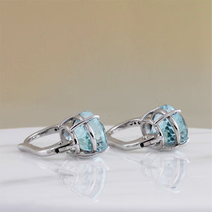 Rocks Oval Aquamarine & Diamond Hoop Earrings