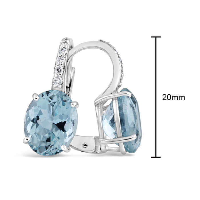 Rocks Oval Aquamarine &amp; Diamond Hoop Earrings