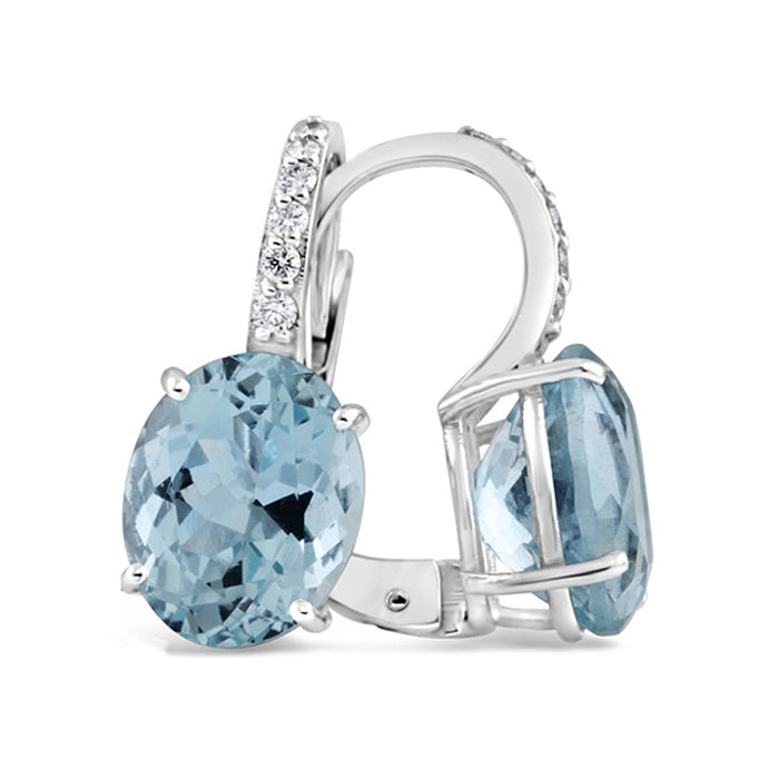 Rocks Oval Aquamarine &amp; Diamond Hoop Earrings