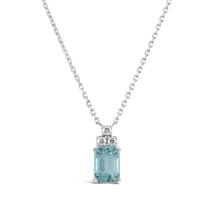 Aquamarine &amp; Triple Diamond Necklace