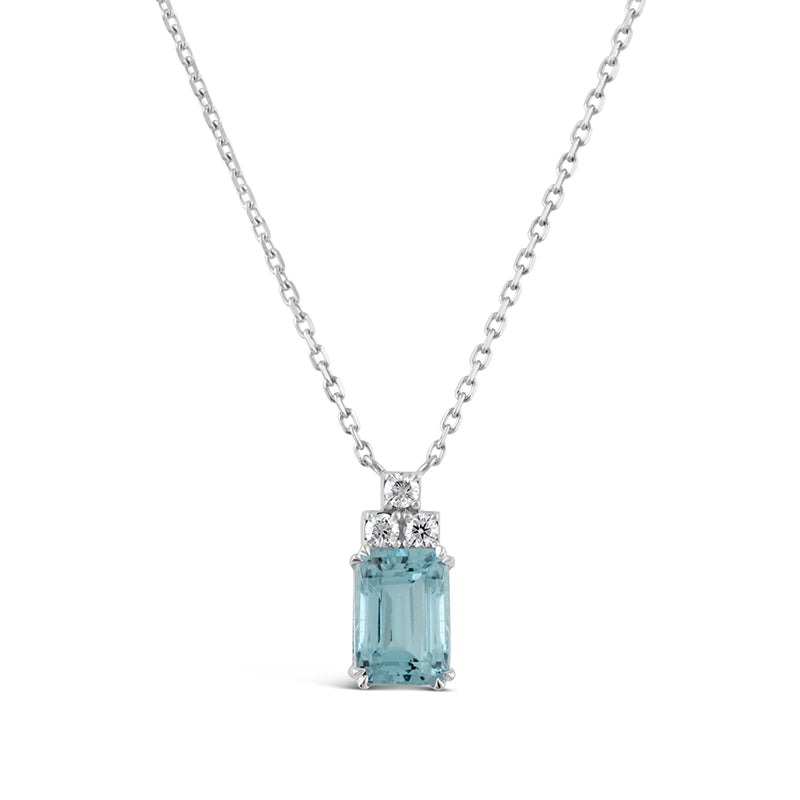 Aquamarine &amp; Triple Diamond Necklace