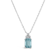 Aquamarine & Triple Diamond Necklace