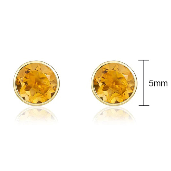 Round Citrine Stud Earrings