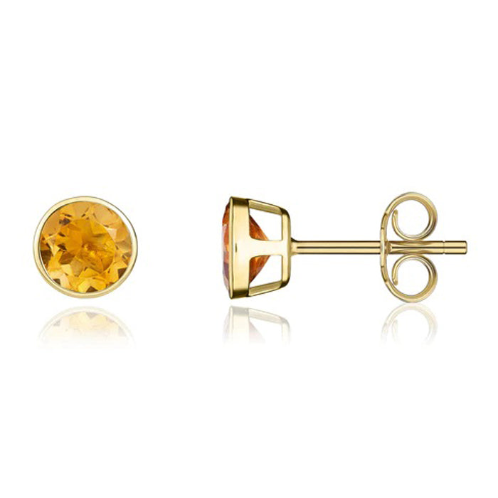 Round Citrine Stud Earrings