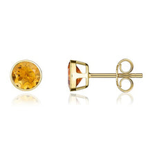 Load image into Gallery viewer, Rocks Round Citrine Stud Earrings