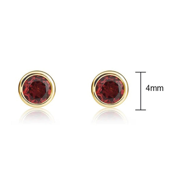 Round Garnet Stud Earrings